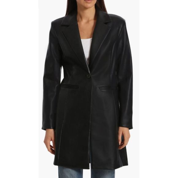 Avec Les Filles (NWOT) - Black Vegan Leather Longline Blazer - Women's XL - Picture 1 of 9